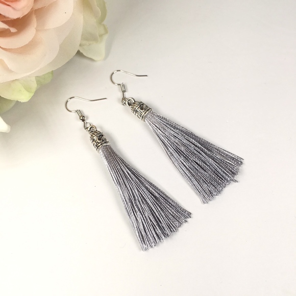 Jewelry - Gray Tassel Drop Earrings